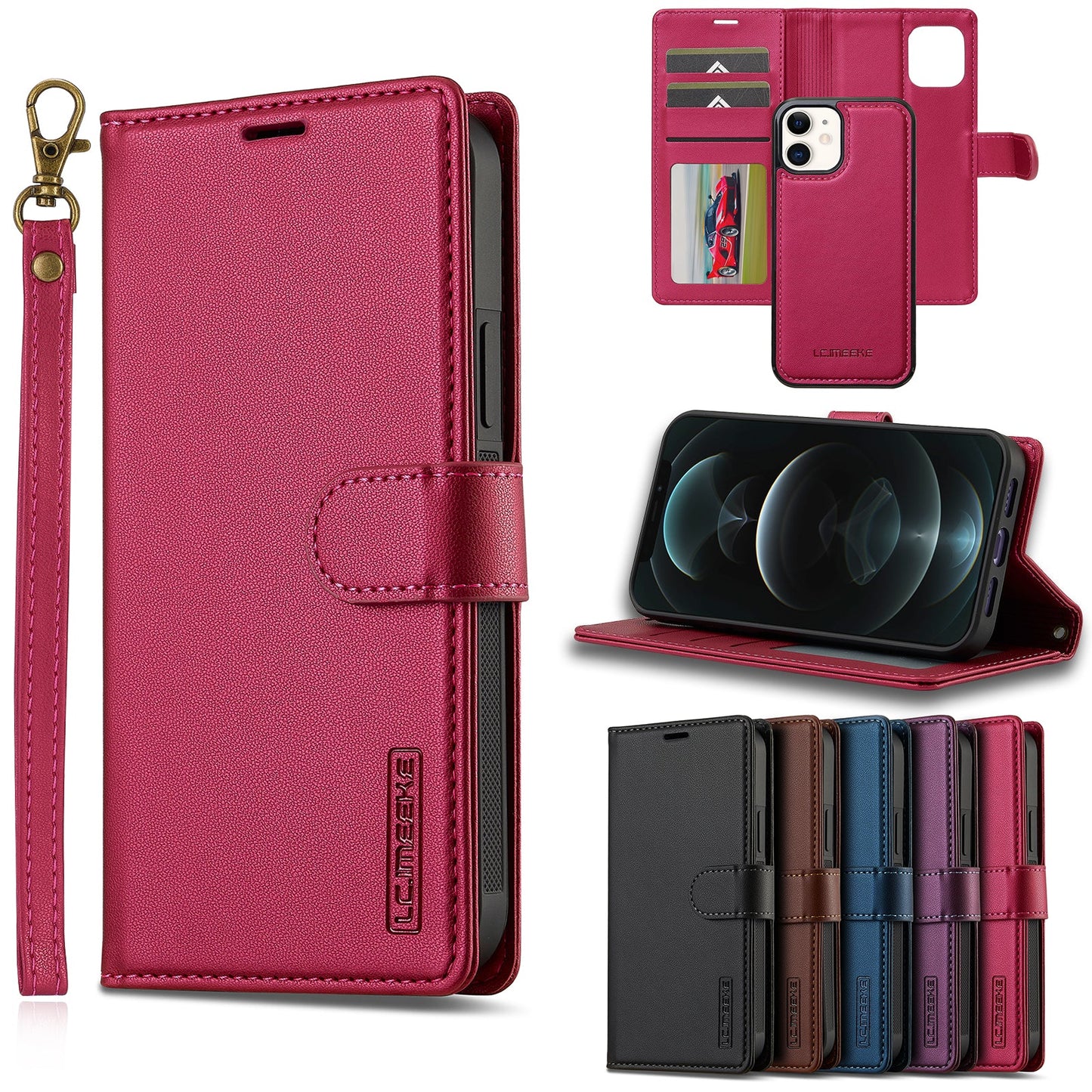 2-in-1 Detachable Magnetic Leather Folio Wallet Phone Case for iPhone 11