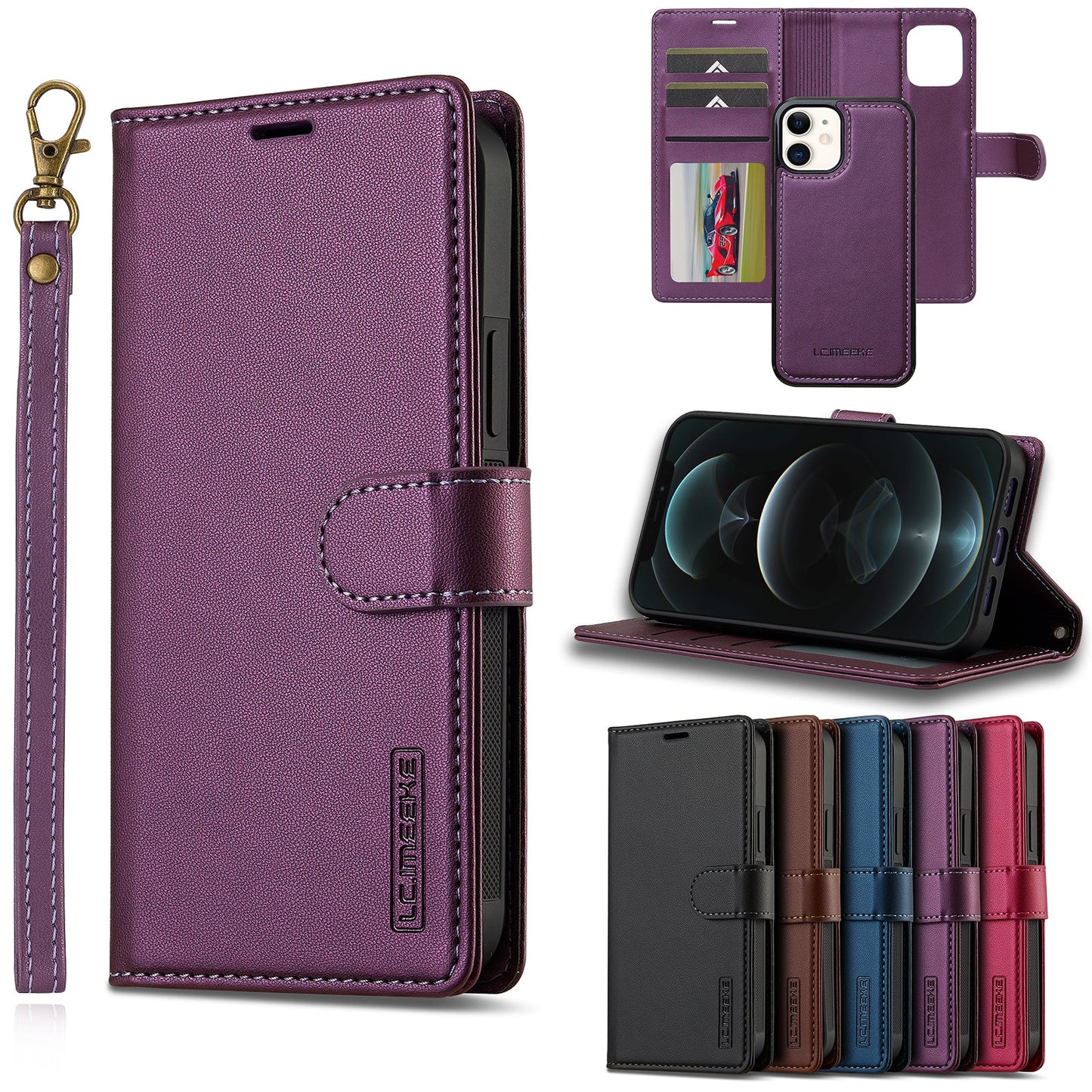 2-in-1 Detachable Magnetic Leather Folio Wallet Phone Case for iPhone 11