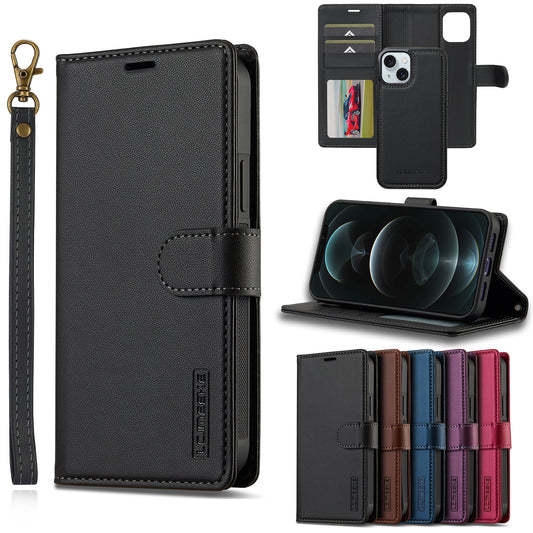 2-in-1 Detachable Magnetic Leather Folio Wallet Phone Case for iPhone 15