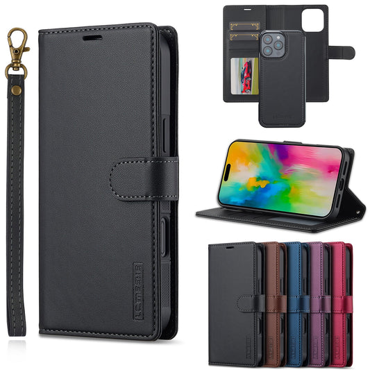 2-in-1 Detachable Magnetic Leather Folio Wallet Phone Case for iPhone 16 Pro Max