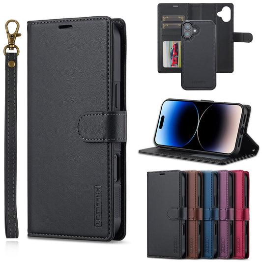 2-in-1 Detachable Magnetic Leather Folio Wallet Phone Case for iPhone 16