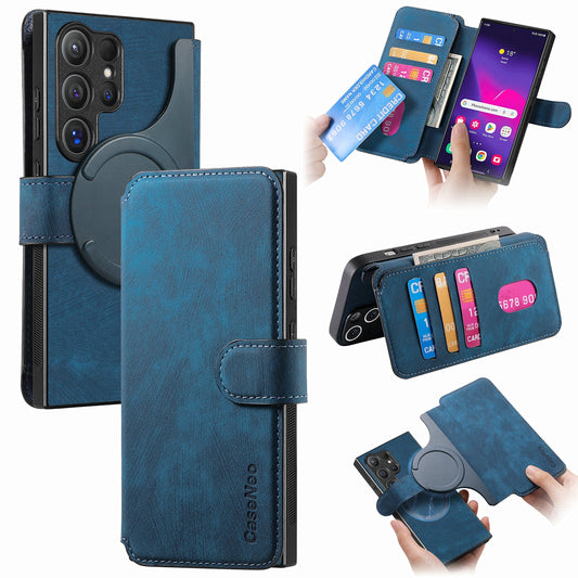 2-IN-1 RFID Blocking Magnetic Detachable Wallet Case for Samsung Galaxy S23 Ultra