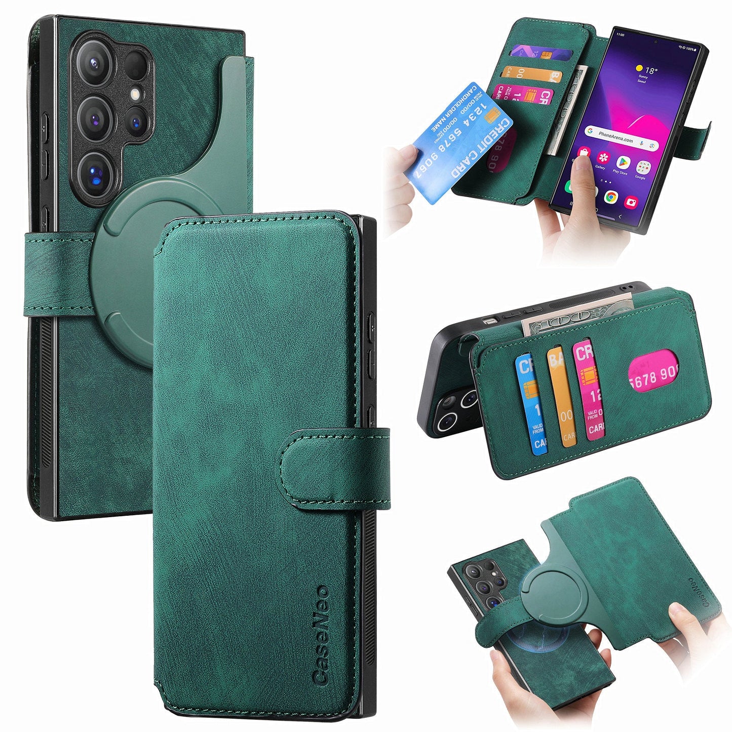 2-IN-1 RFID Blocking Magnetic Detachable Wallet Case for Samsung Galaxy S23 Ultra