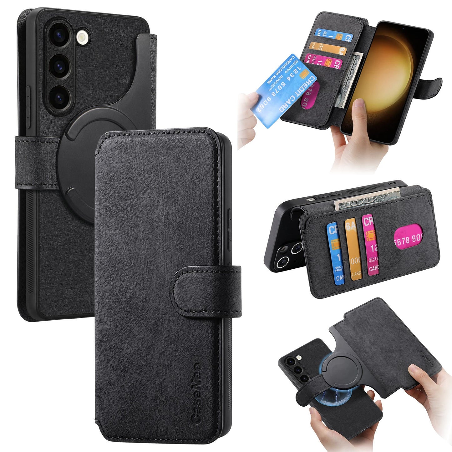 2-IN-1 RFID Blocking Magnetic Detachable Wallet Case for Samsung Galaxy S23+