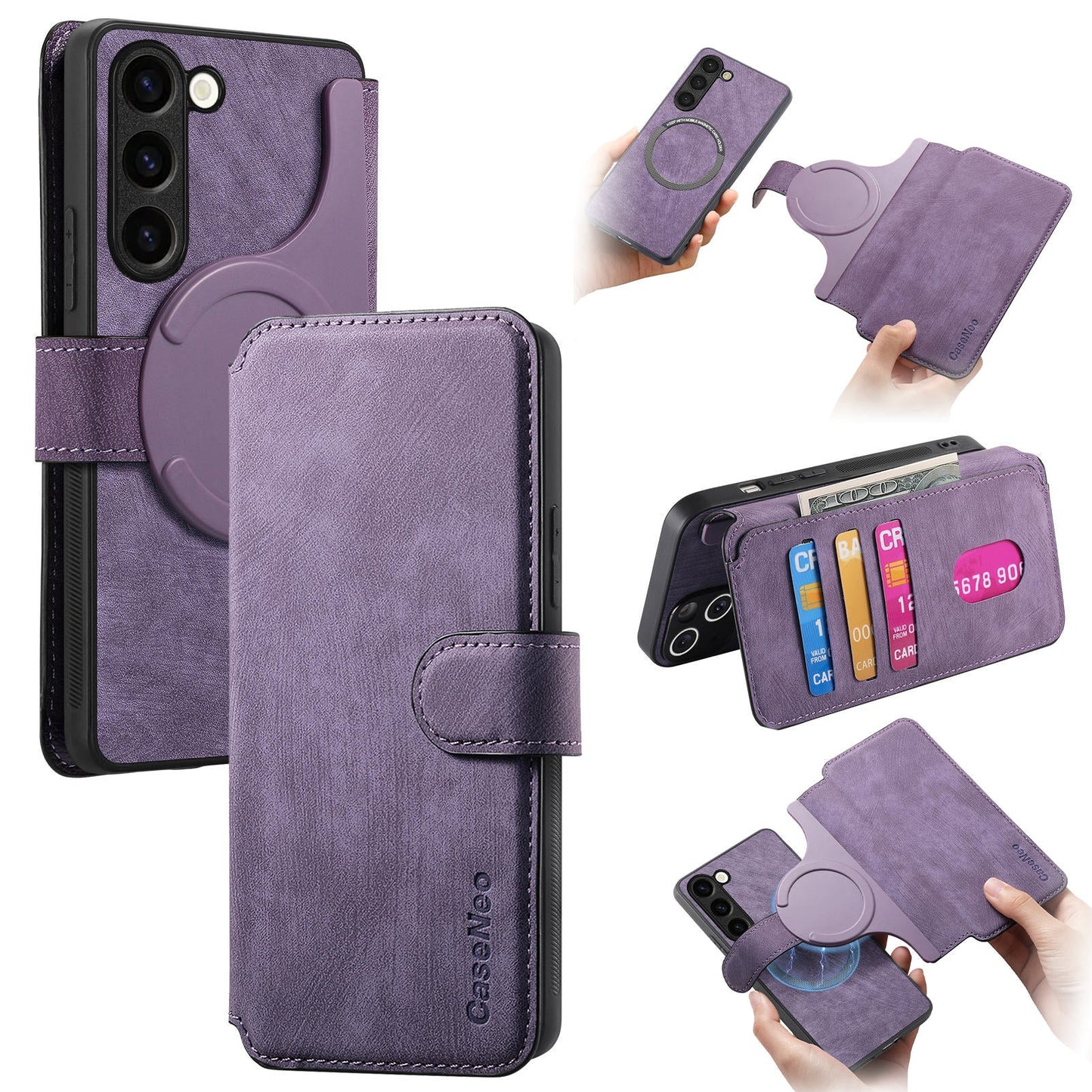 2-IN-1 RFID Blocking Magnetic Detachable Wallet Case for Samsung Galaxy S23+