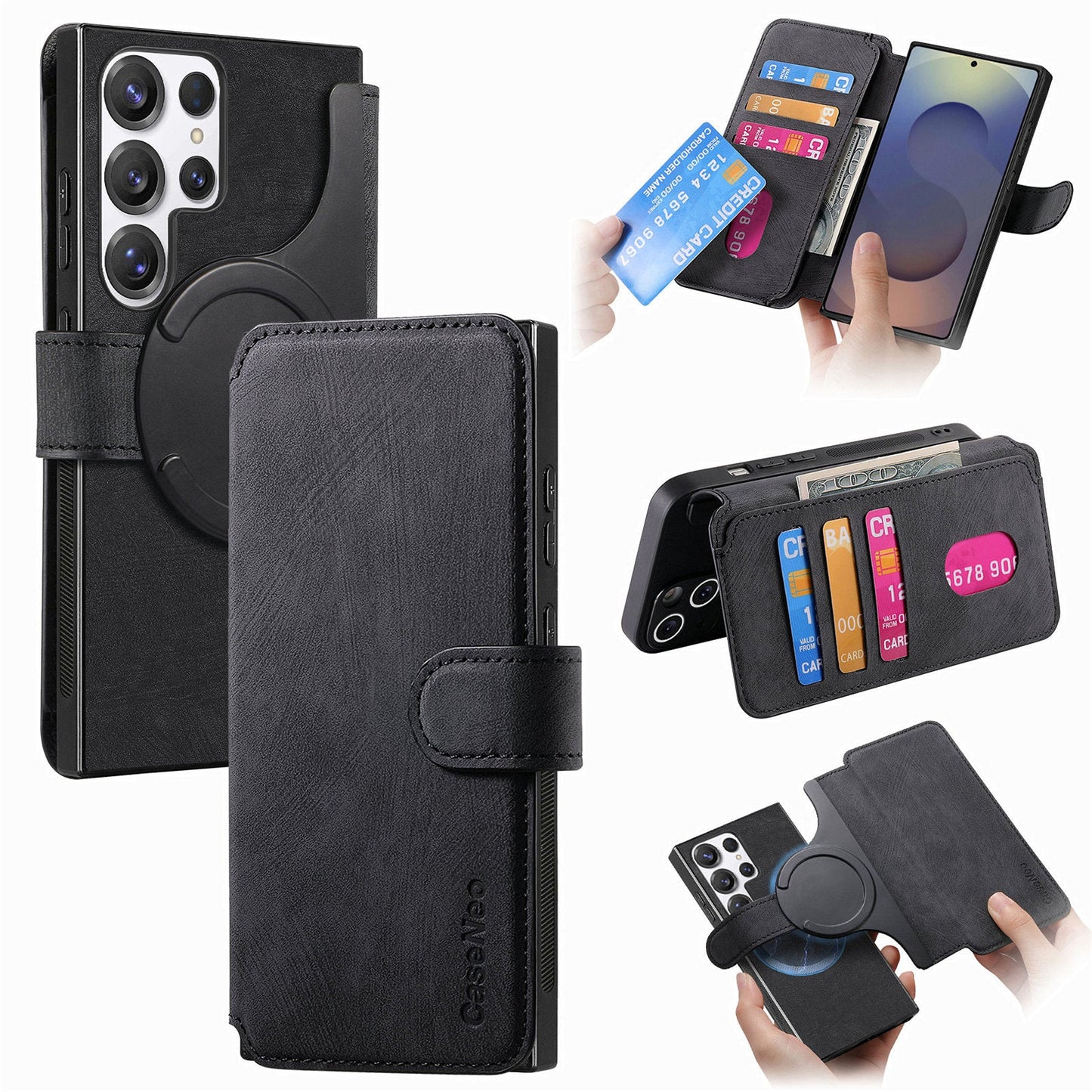 2-IN-1 RFID Blocking Magnetic Detachable Wallet Case for Samsung Galaxy S24 Ultra