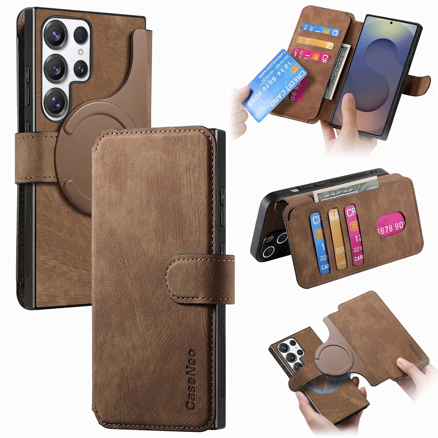 2-IN-1 RFID Blocking Magnetic Detachable Wallet Case for Samsung Galaxy S24 Ultra