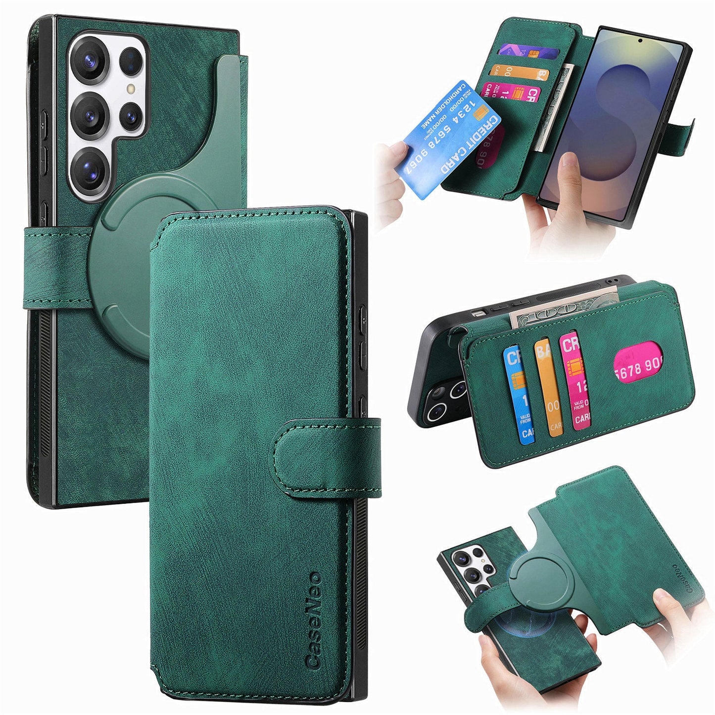 2-IN-1 RFID Blocking Magnetic Detachable Wallet Case for Samsung Galaxy S24 Ultra