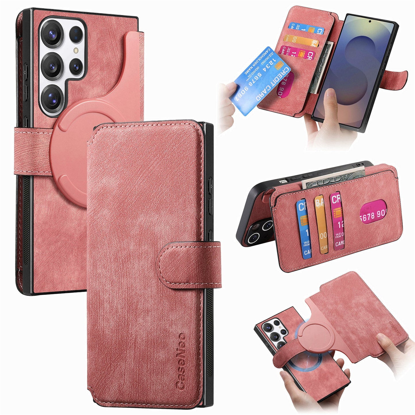 2-IN-1 RFID Blocking Magnetic Detachable Wallet Case for Samsung Galaxy S24 Ultra