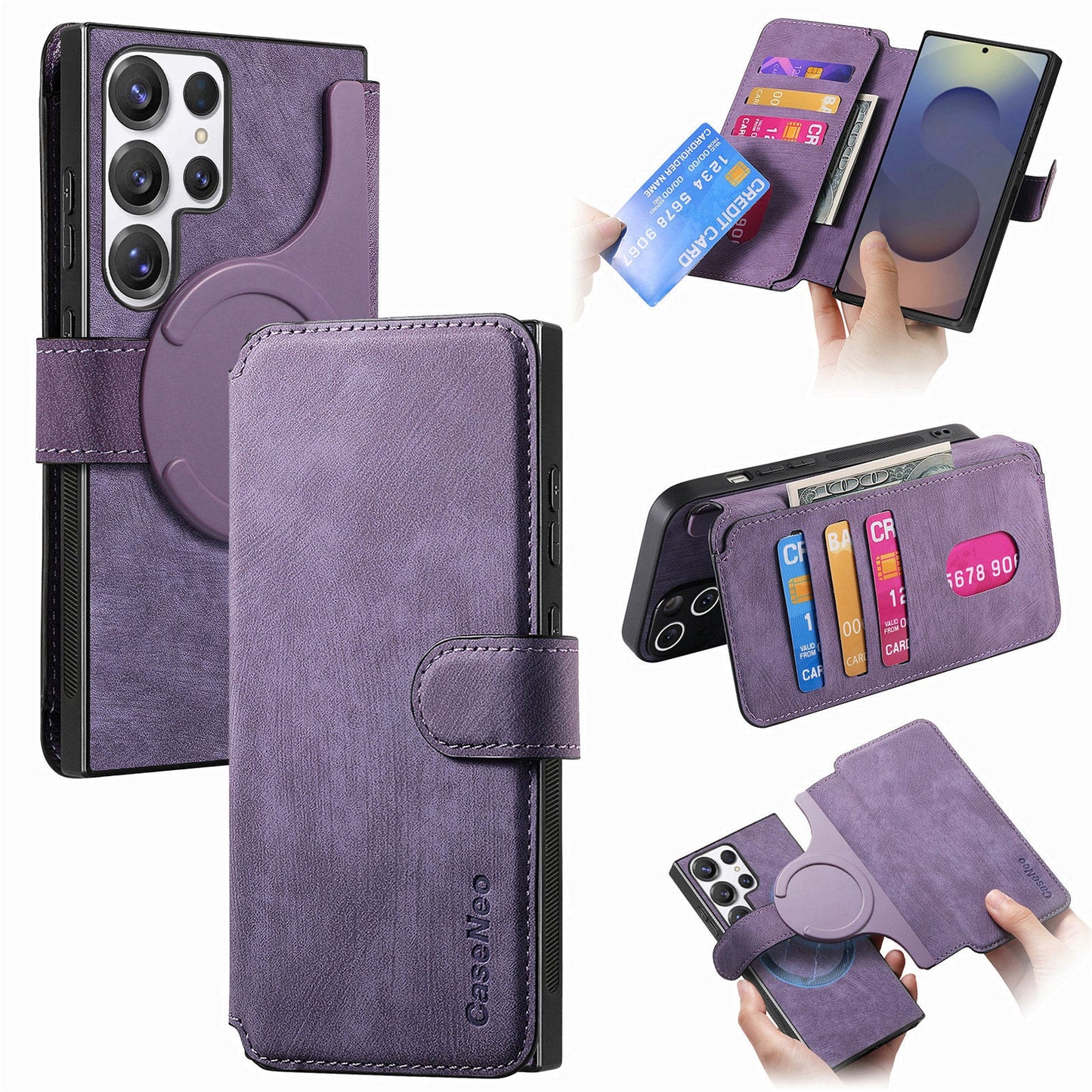 2-IN-1 RFID Blocking Magnetic Detachable Wallet Case for Samsung Galaxy S25 Ultra