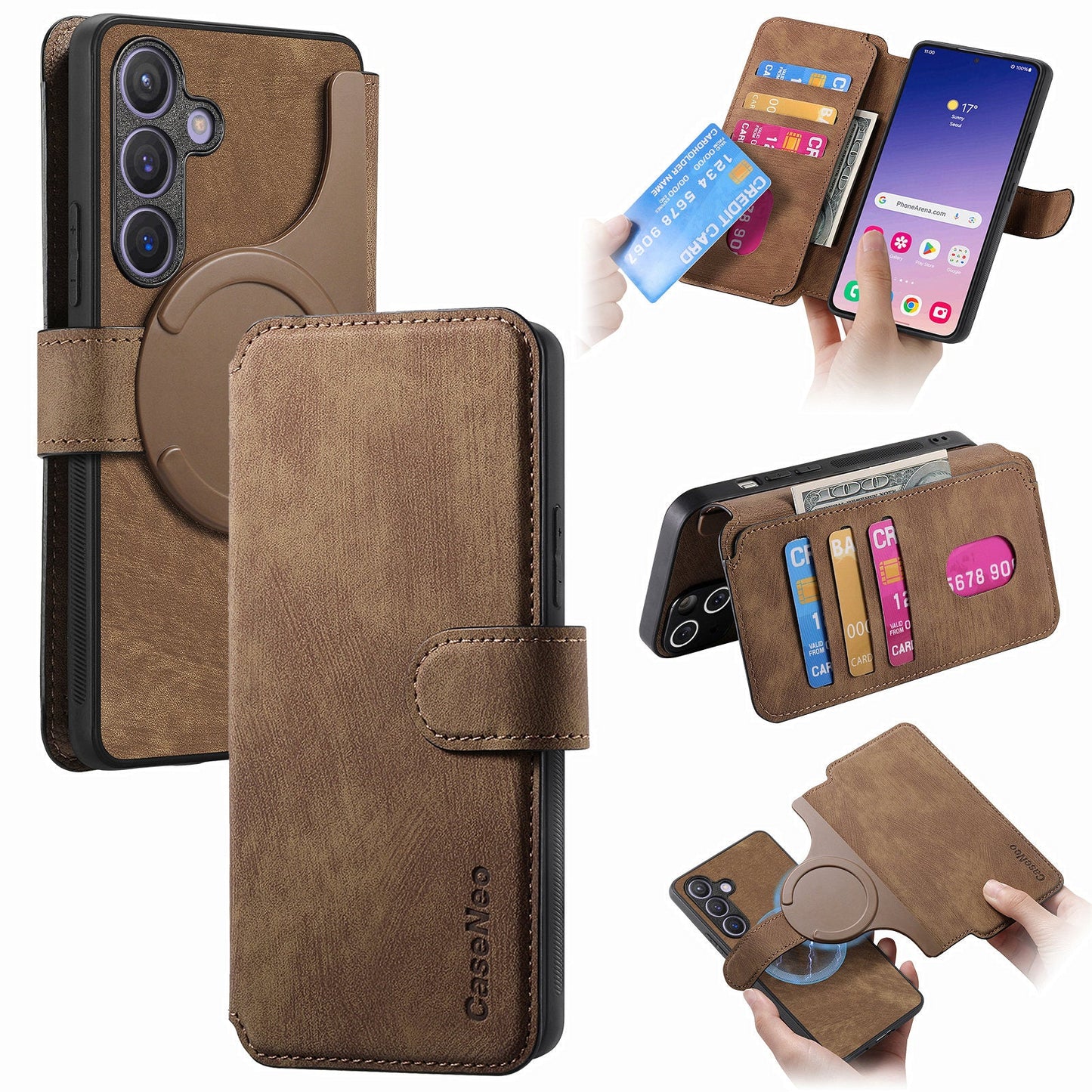 2-IN-1 RFID Blocking Magnetic Detachable Wallet Case for Samsung Galaxy S25+