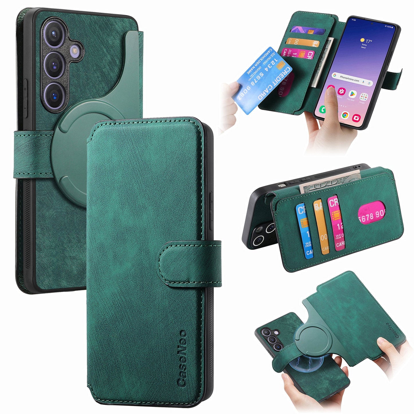 2-IN-1 RFID Blocking Magnetic Detachable Wallet Case for Samsung Galaxy S25+